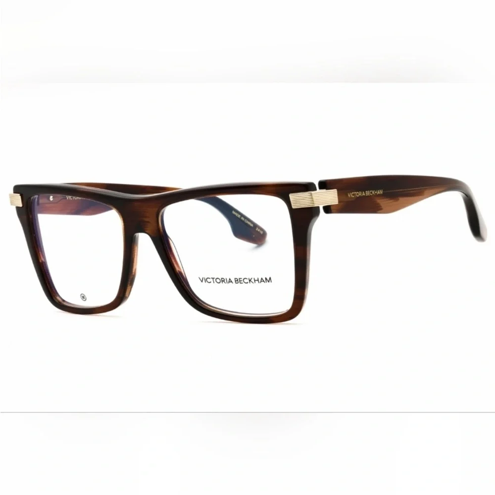 Victoria Beckham Women's Eyeglasses Brwn Horn Acetate CatEye Frame VB2677-227NEW